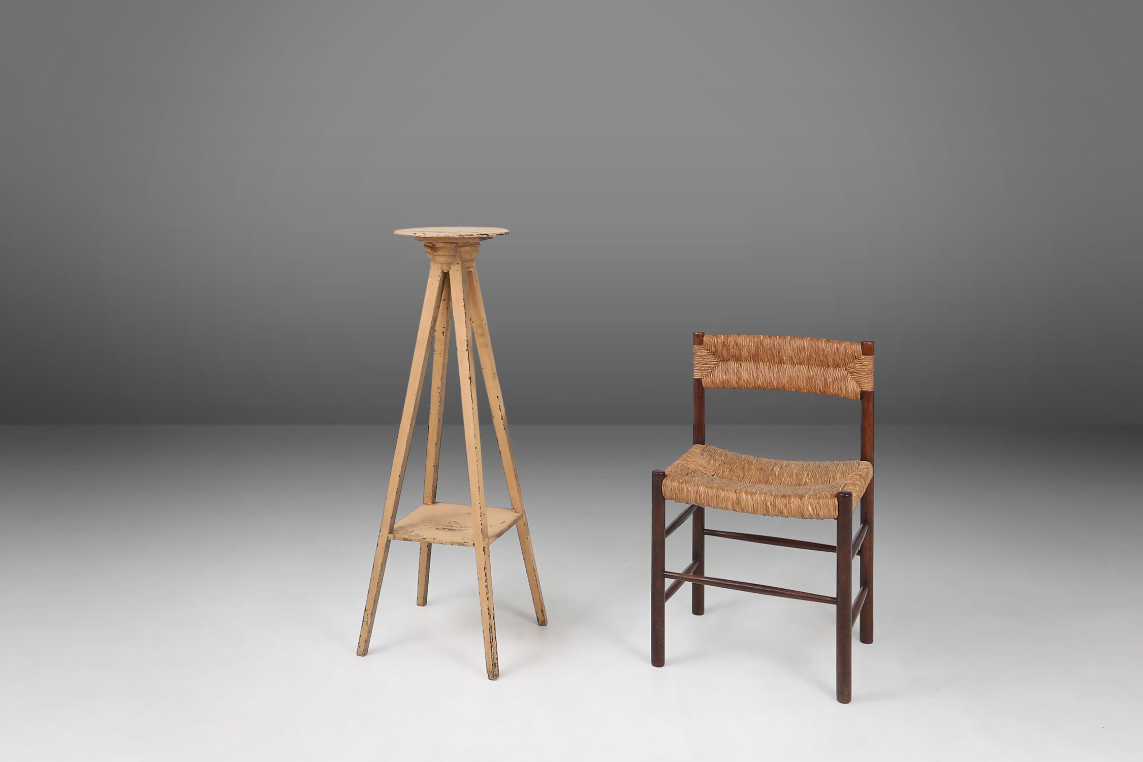 Elegant industrial console in wood with rich patina, France, 1900thumbnail